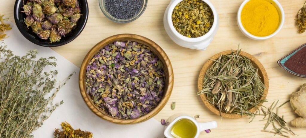 Plantes et poudres ayurvédiques