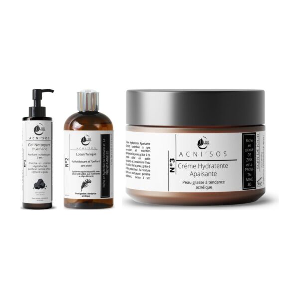 Routine Complète Jour ACNI’SOS : gel lavant, tonique et crème de jour