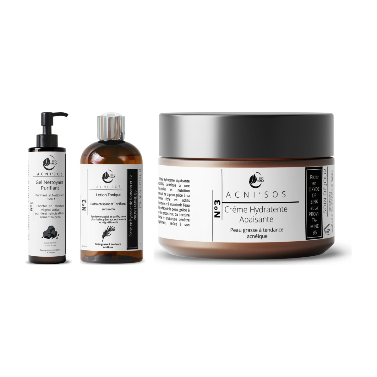Routine Complète Jour ACNI’SOS : gel lavant, tonique et crème de jour